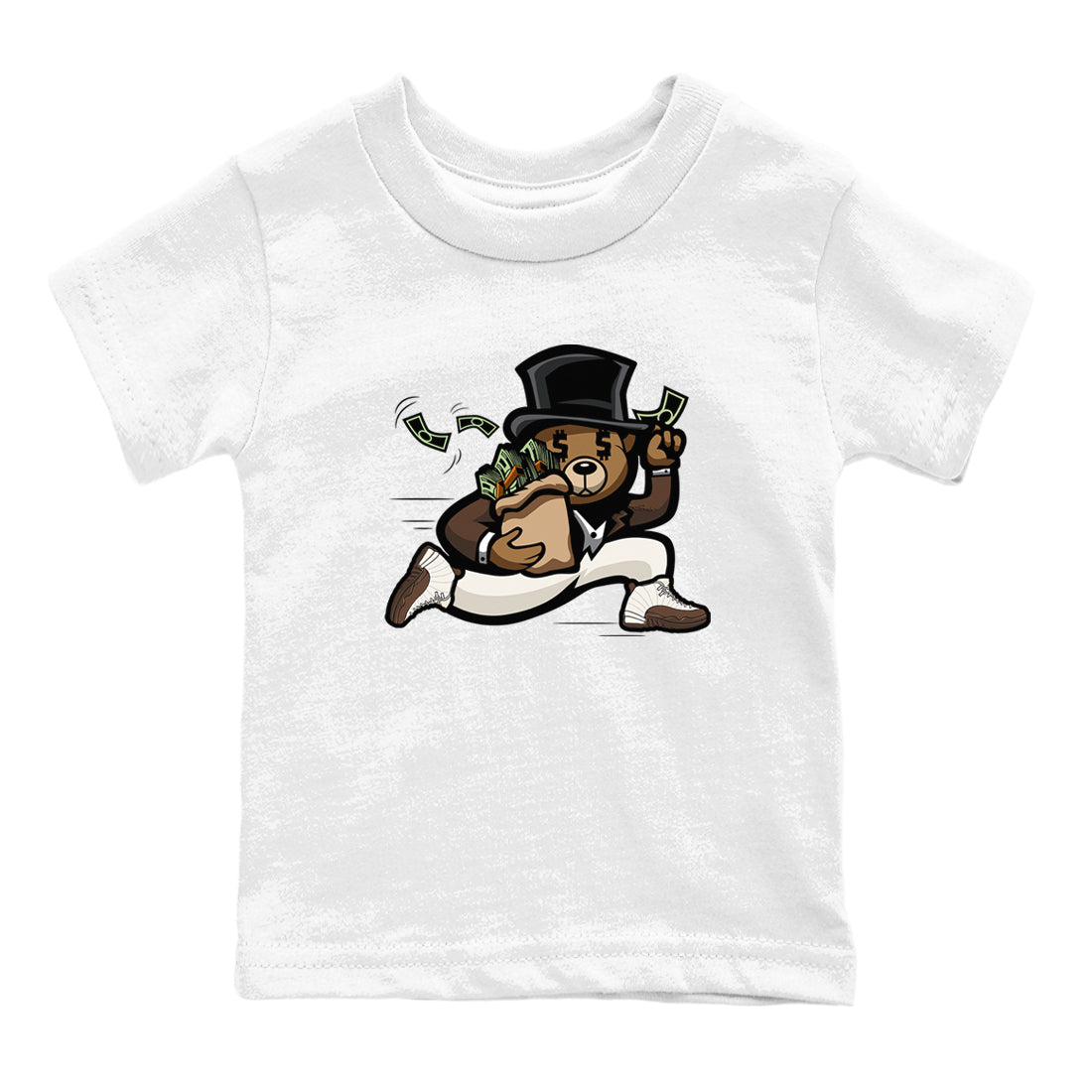 AJ12 Baroque Brown shirts to match jordans Bear Steals best t shirts to wear with jordans SoleFly x Jordan 12 Baroque Brown match shoes to clothes SNRT Sneaker Tees Youth Baby White 2 tee