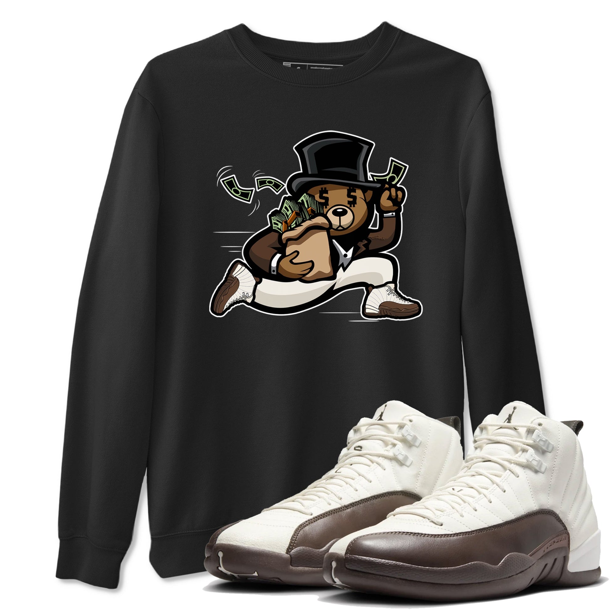 AJ12 Baroque Brown shirts to match jordans Bear Steals best t shirts to wear with jordans SoleFly x Jordan 12 Baroque Brown match shoes to clothes SNRT Sneaker Tees unisex cotton Black 1 shirts