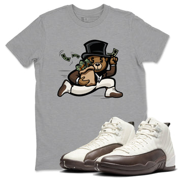 AJ12 Baroque Brown shirts to match jordans Bear Steals best t shirts to wear with jordans SoleFly x Jordan 12 Baroque Brown match shoes to clothes SNRT Sneaker Tees unisex cotton Heather Grey 1 shirts