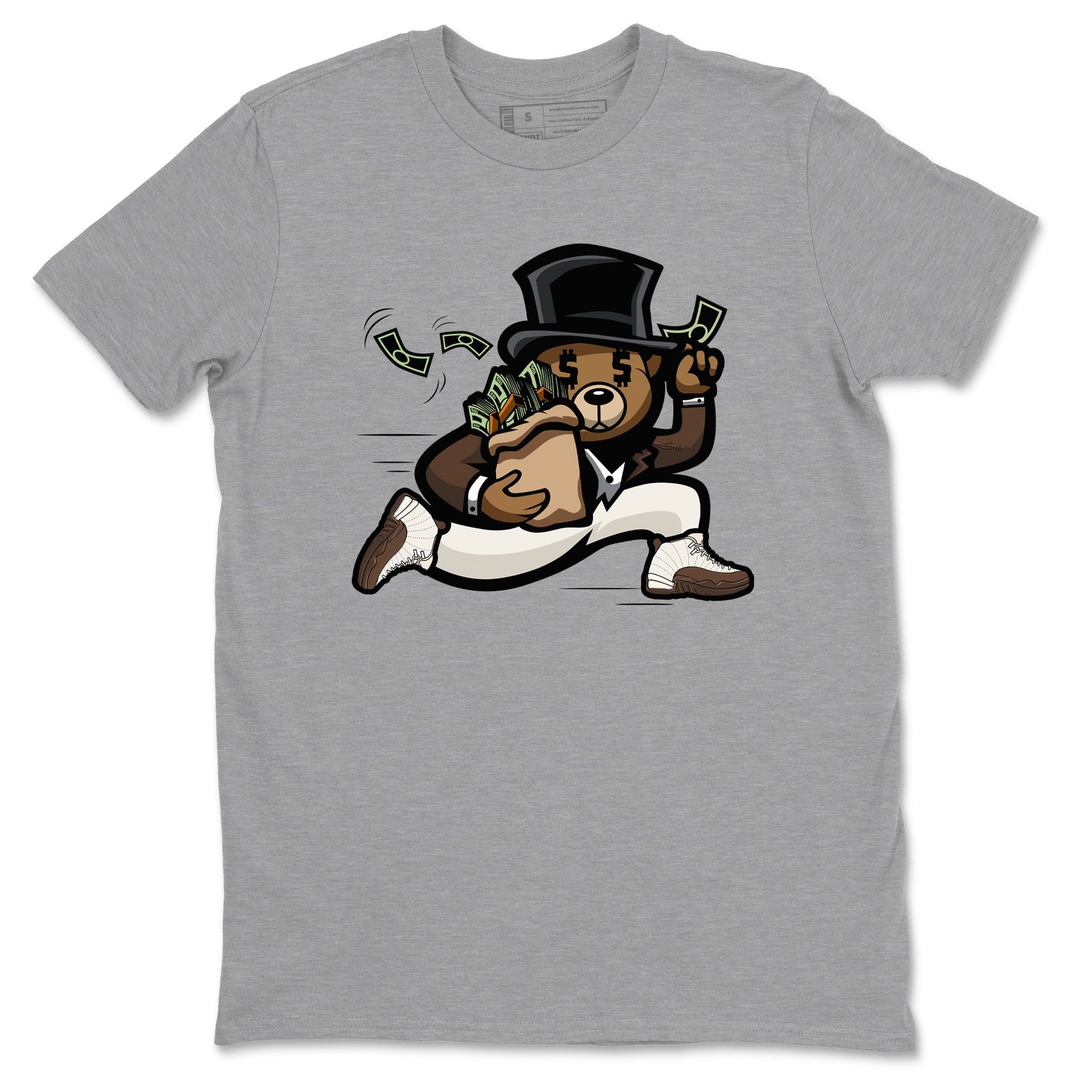 AJ12 Baroque Brown shirts to match jordans Bear Steals best t shirts to wear with jordans SoleFly x Jordan 12 Baroque Brown match shoes to clothes SNRT Sneaker Tees unisex cotton Heather Grey 2 shirts