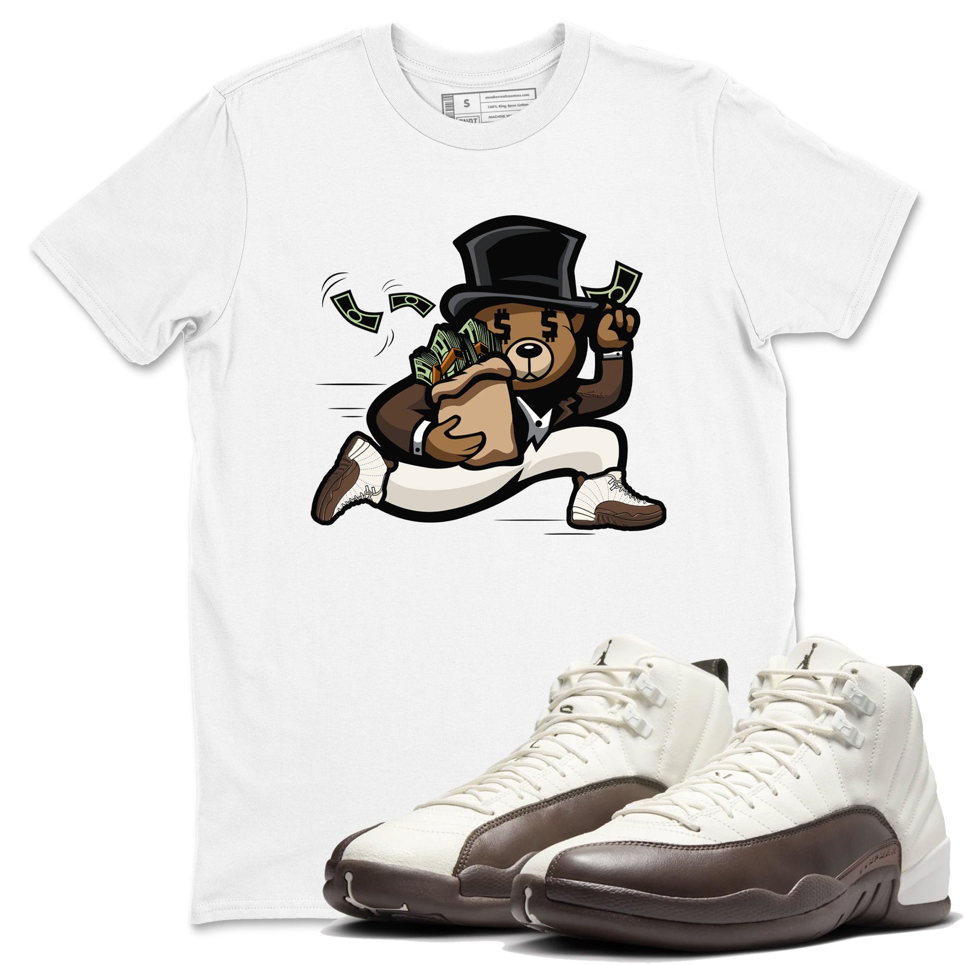 AJ12 Baroque Brown shirts to match jordans Bear Steals best t shirts to wear with jordans SoleFly x Jordan 12 Baroque Brown match shoes to clothes SNRT Sneaker Tees unisex cotton White 1 shirts
