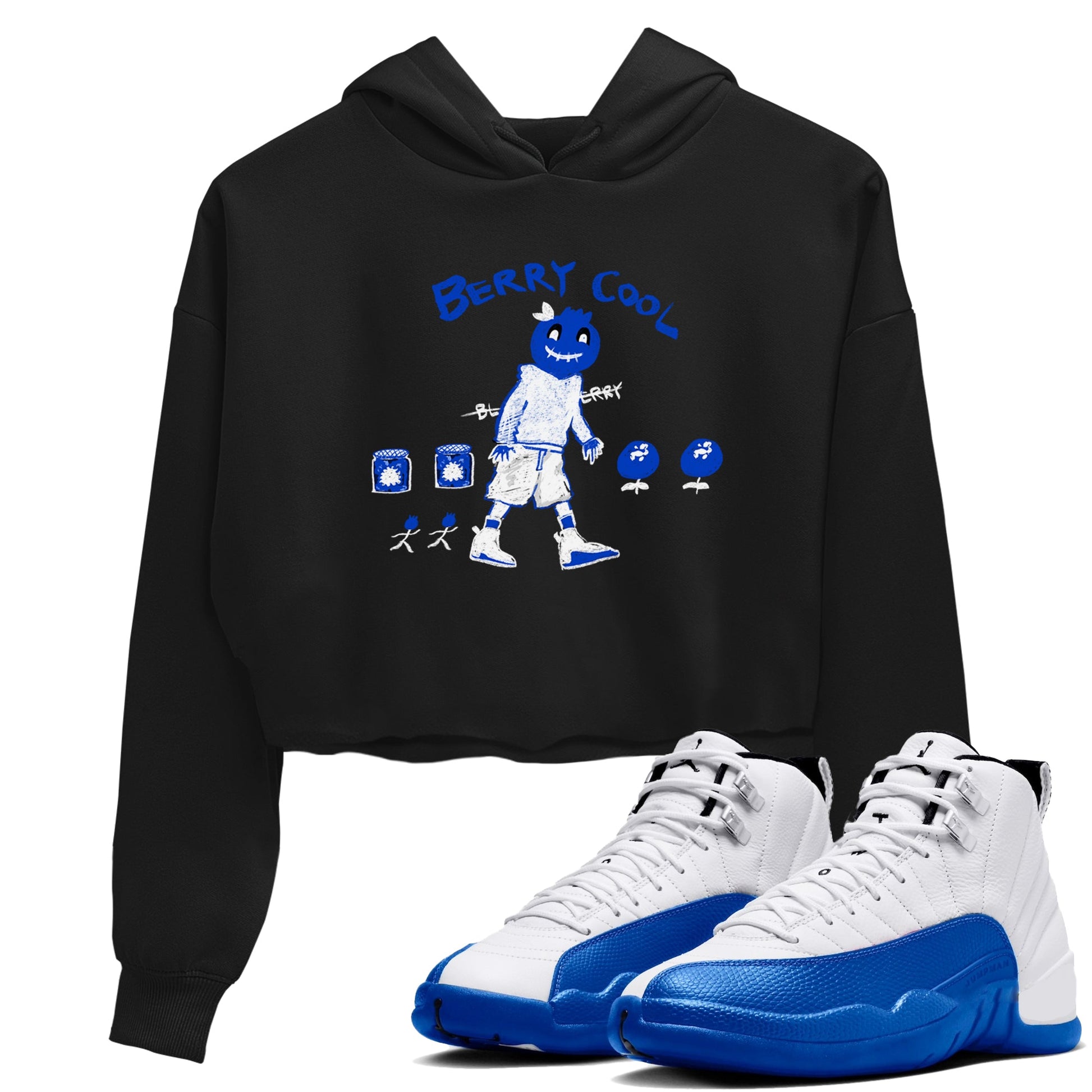 12s Blueberry shirts to match jordans Berry Cool sneaker match tees Air Jordan 12 Blueberry SNRT Sneaker Tees streetwear brand Black 1 crop tee