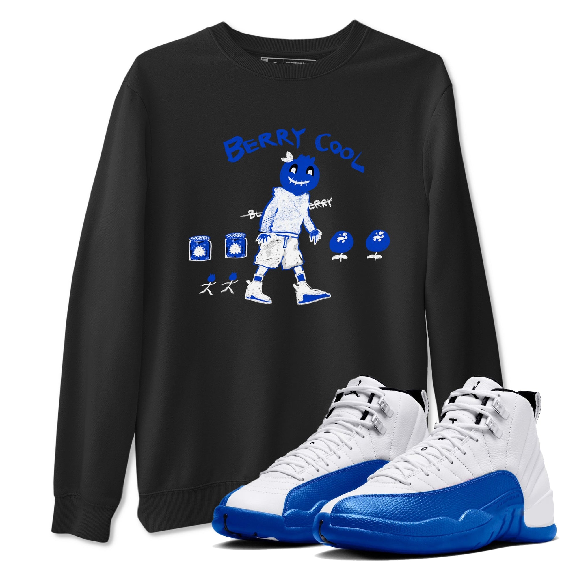 12s Blueberry shirts to match jordans Berry Cool sneaker match tees Air Jordan 12 Blueberry SNRT Sneaker Tees streetwear brand Black 1 unisex cotton tee