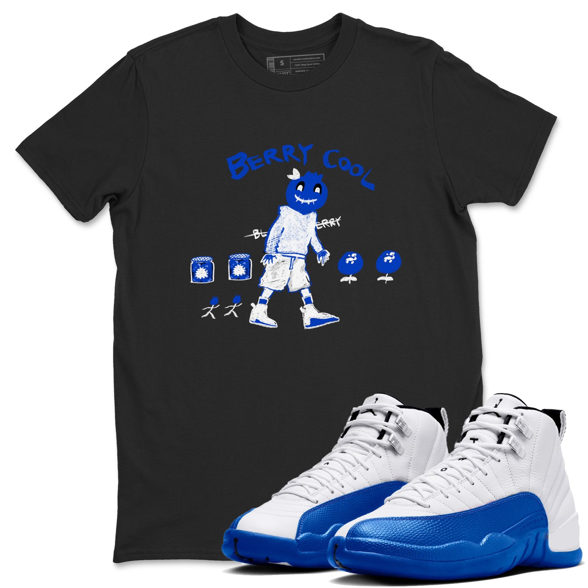 12s Blueberry shirts to match jordans Berry Cool sneaker match tees Air Jordan 12 Blueberry SNRT Sneaker Tees streetwear brand Black 1 unisex cotton tee