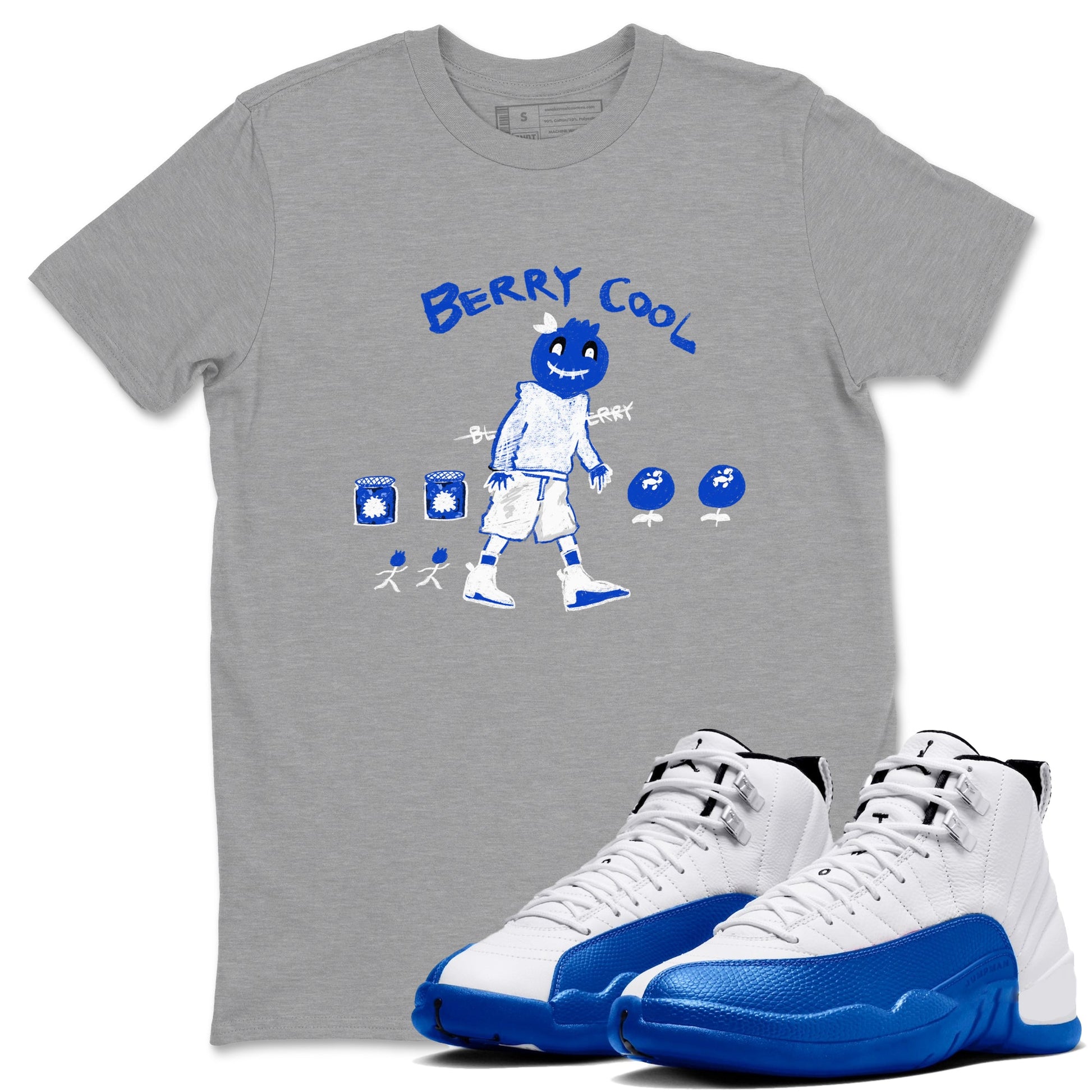 12s Blueberry shirts to match jordans Berry Cool sneaker match tees Air Jordan 12 Blueberry SNRT Sneaker Tees streetwear brand Heather Grey 1 unisex cotton tee