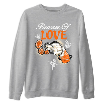 Beware Of Love sneaker match t-shirt styled to complete your fit with the Air Jordan 3 Starfish sneakers, shown in Heather Grey 2.