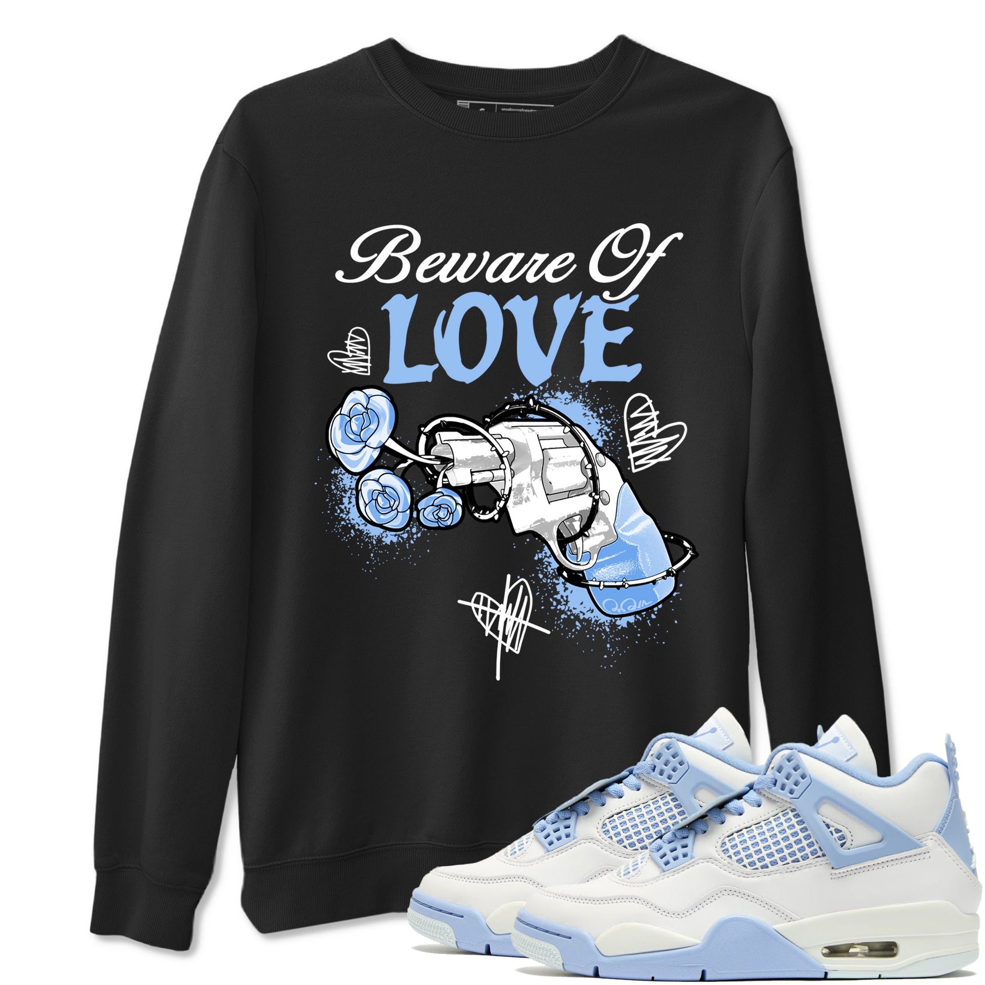 4s Forget Me Not shirts to match jordans Beware Of Love graphic tees Air Jordan 4 Forget Me Not match shoes to clothes SNRT Sneaker Tees unisex cotton Black 1 shirts