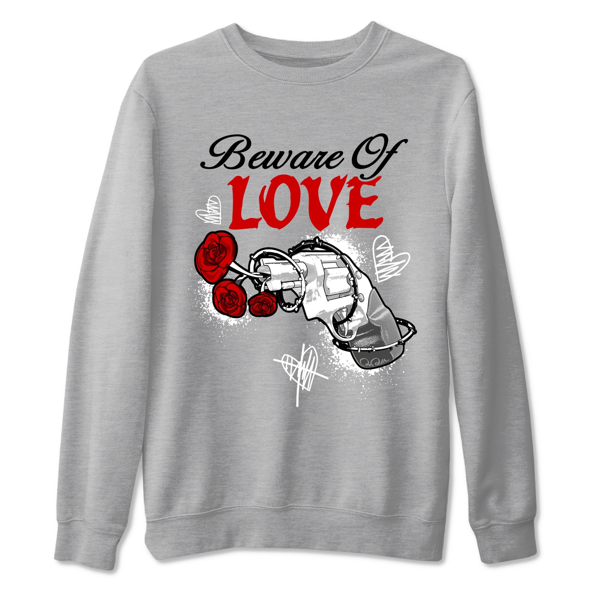 Air Jordan 4 White Cement shirts to match jordans Beware Of Love graphic tees 4s Retro White Cement match shoes to clothes SNRT Sneaker Tees unisex cotton Heather Grey 2 shirts