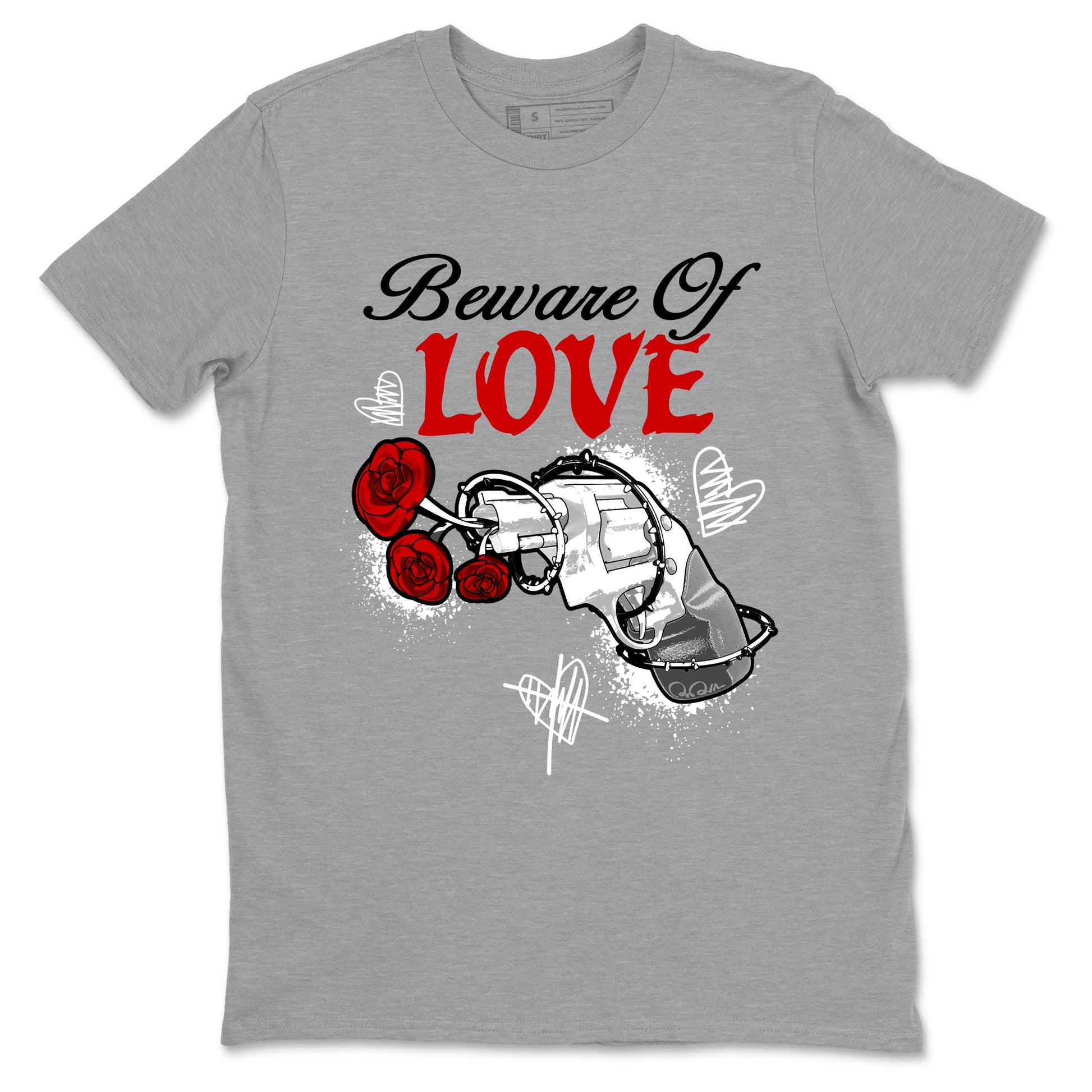 Air Jordan 4 White Cement shirts to match jordans Beware Of Love graphic tees 4s Retro White Cement match shoes to clothes SNRT Sneaker Tees unisex cotton Heather Grey 2 shirts