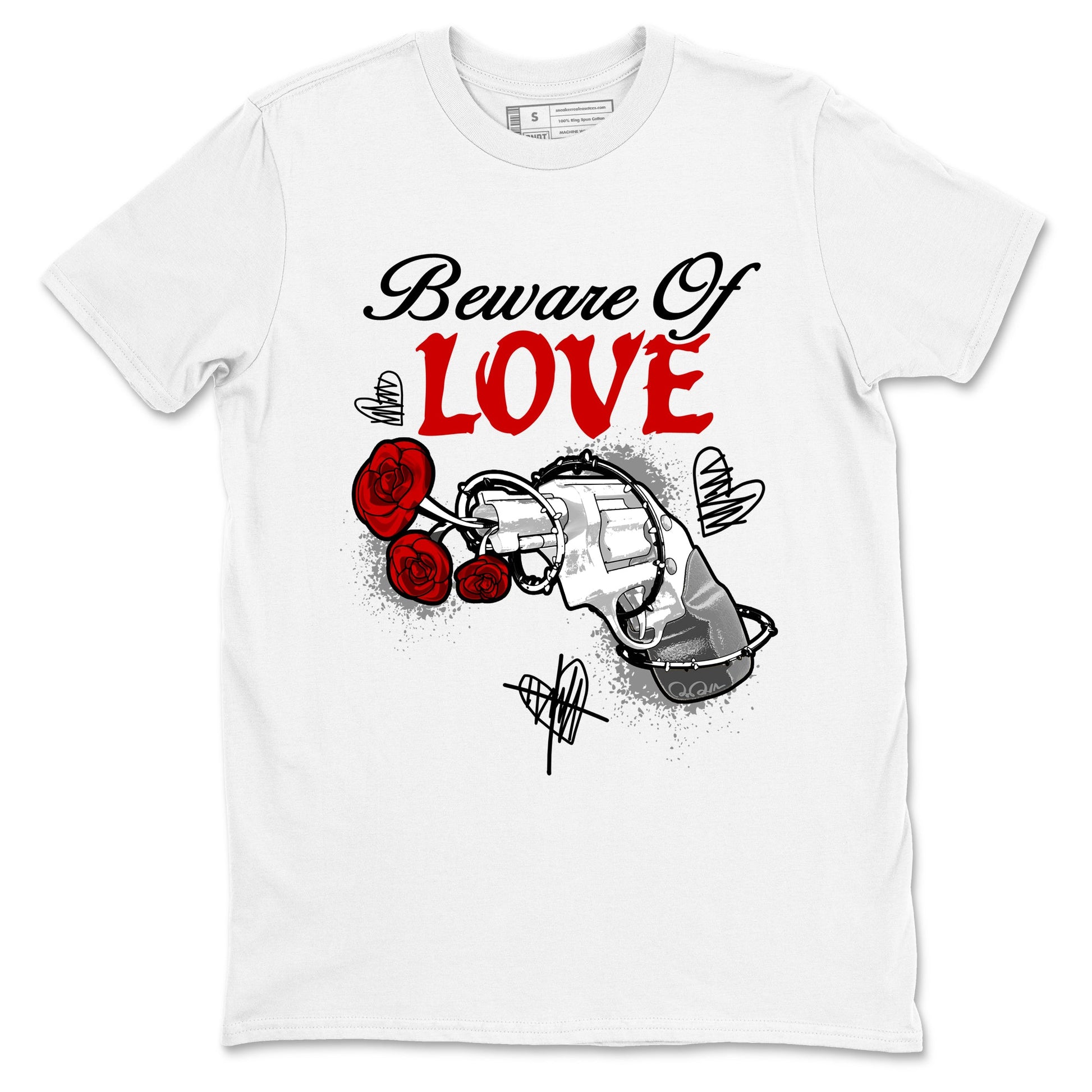 Air Jordan 4 White Cement shirts to match jordans Beware Of Love graphic tees 4s Retro White Cement match shoes to clothes SNRT Sneaker Tees unisex cotton White 2 shirts