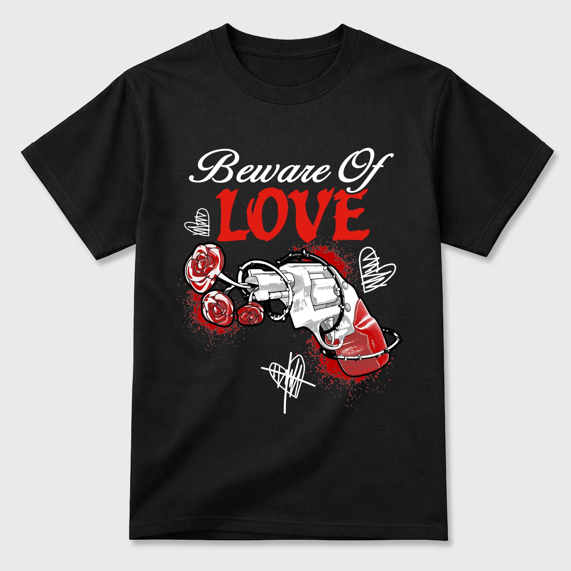 Sneaker outfits graphic tee – Sneaker Tees To Match Air Jordan 6 Infrared Sneakers – Beware Of Love Tee Black 2