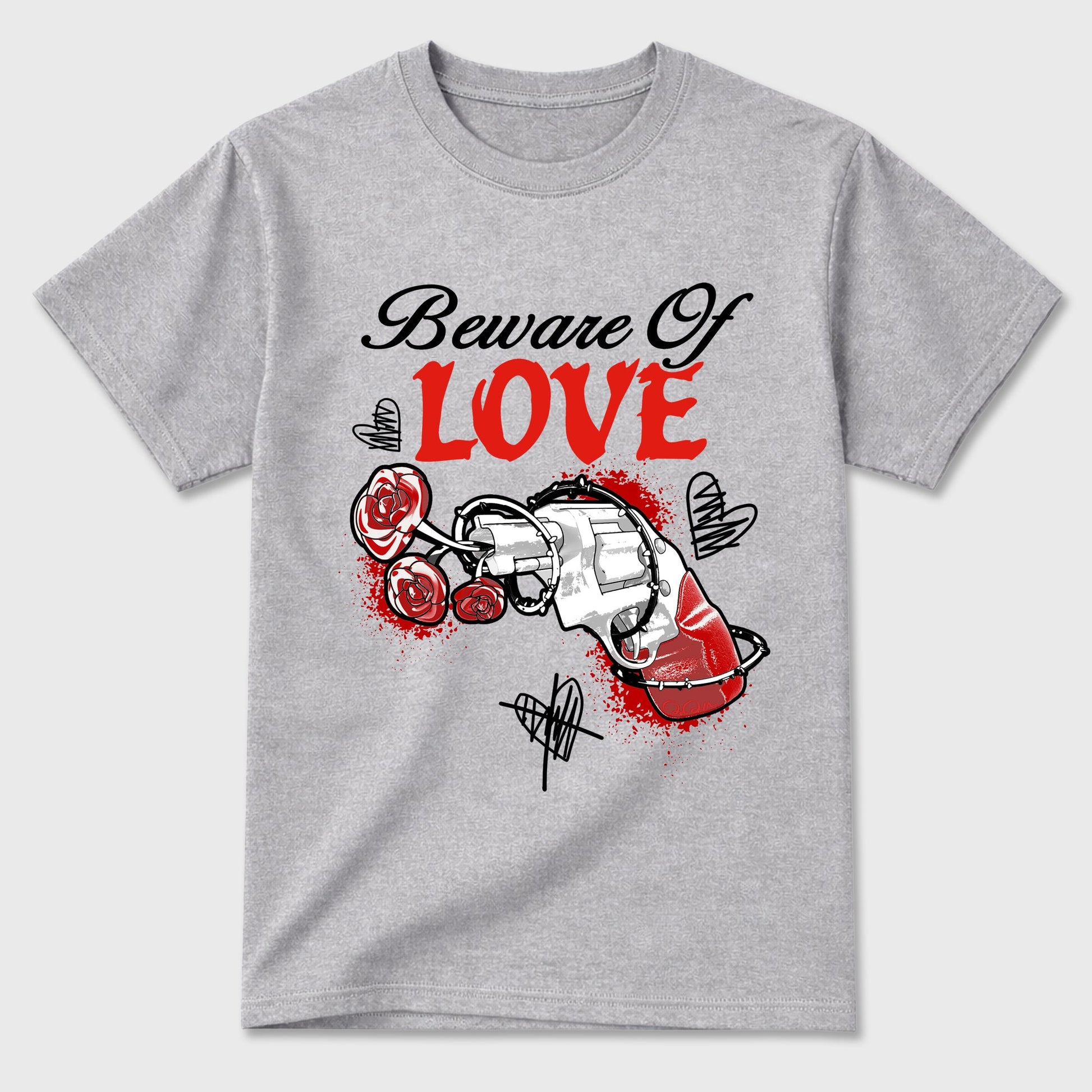 Sneaker outfits graphic tee – Sneaker Tees To Match Air Jordan 6 Infrared Sneakers – Beware Of Love Tee Heather Grey 2