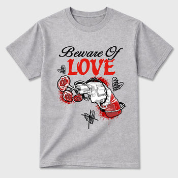 Sneaker outfits graphic tee – Sneaker Tees To Match Air Jordan 6 Infrared Sneakers – Beware Of Love Tee Heather Grey 2