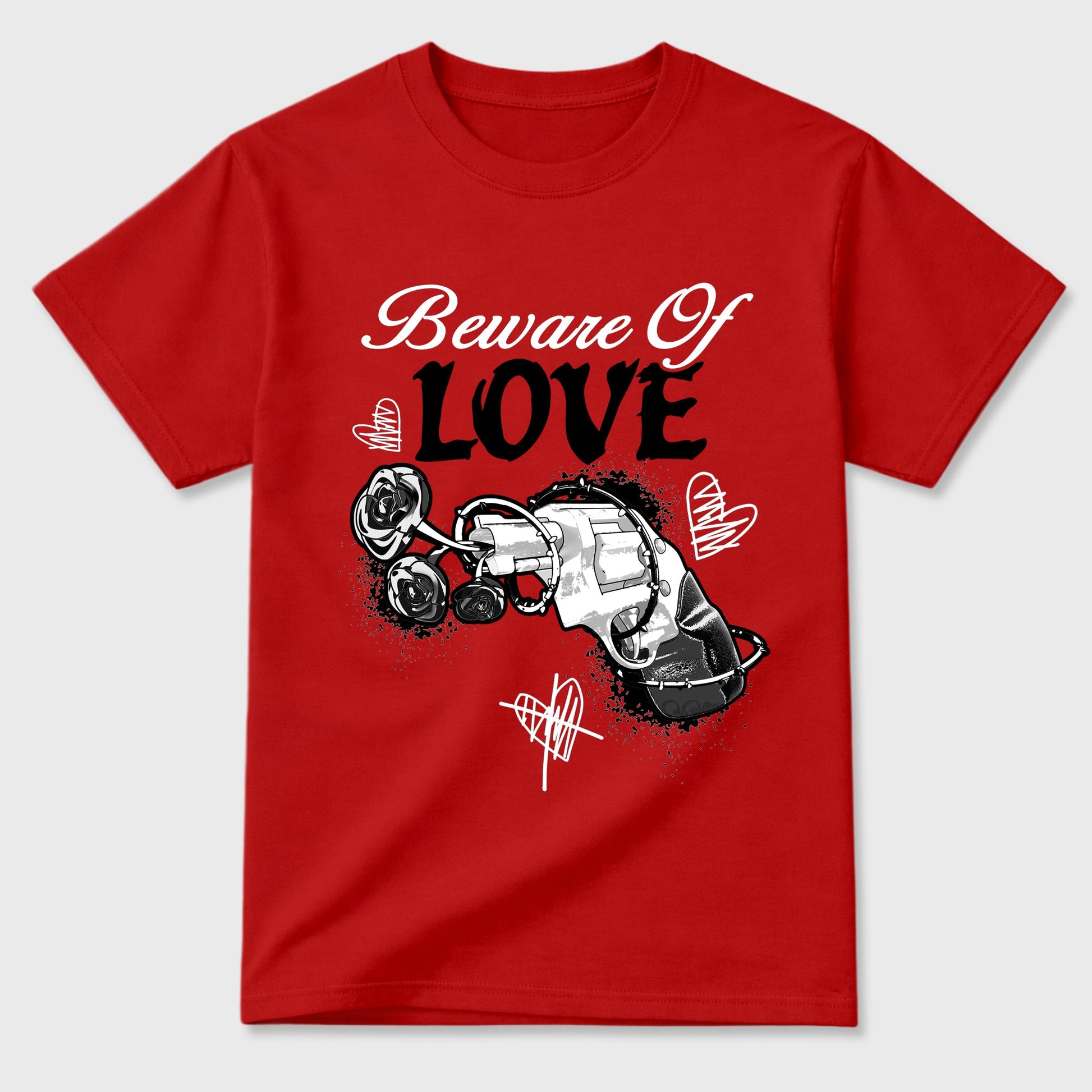Sneaker outfits graphic tee – Sneaker Tees To Match Air Jordan 6 Infrared Sneakers – Beware Of Love Tee Red 2