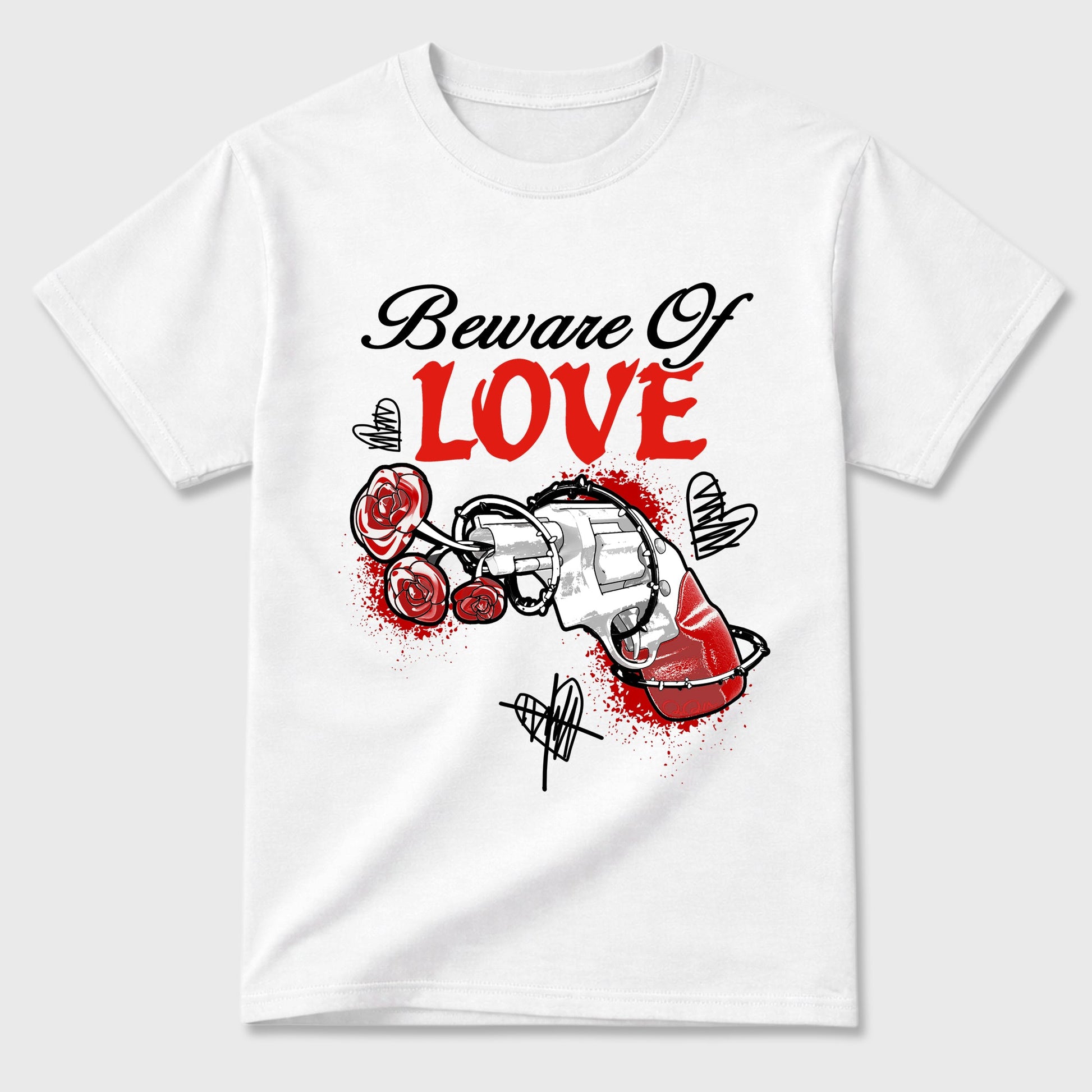 Sneaker outfits graphic tee – Sneaker Tees To Match Air Jordan 6 Infrared Sneakers – Beware Of Love Tee White 2