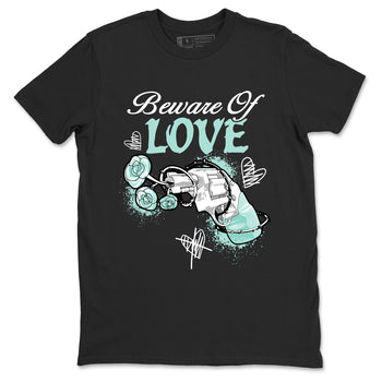Bewere Of Love sneaker match t-shirt styled to complete your fit with the Air Jordan 11 Igloo sneakers, shown in Black 2.