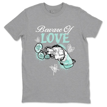 Bewere Of Love sneaker match t-shirt styled to complete your fit with the Air Jordan 11 Igloo sneakers, shown in Heather Grey 2.
