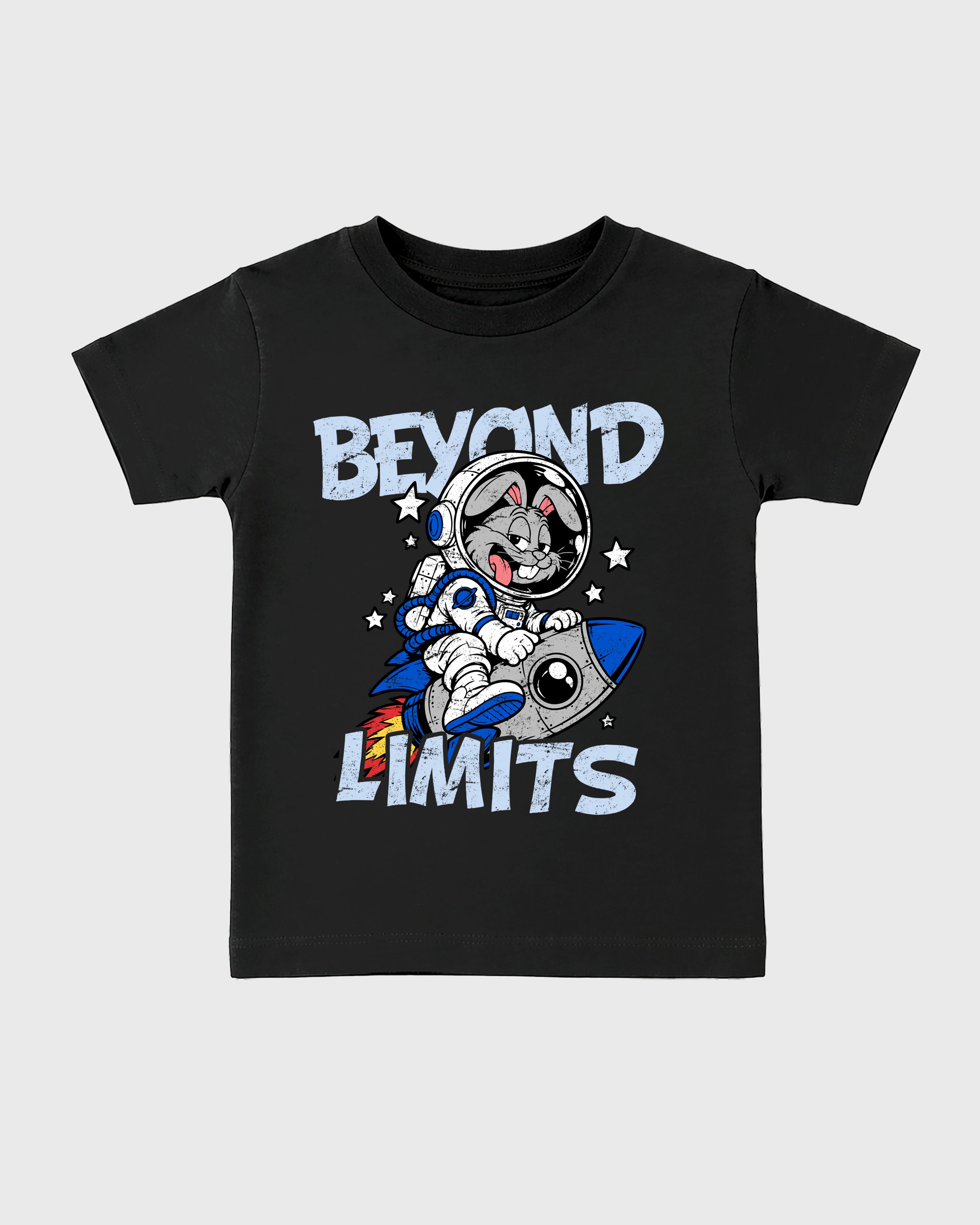 Beyond Limits Baby & Kids Graphic T-Shirt featuring original artwork designed to match the Air Jordan 11 Space Jam. Black 2 Kids Graphic Tee.