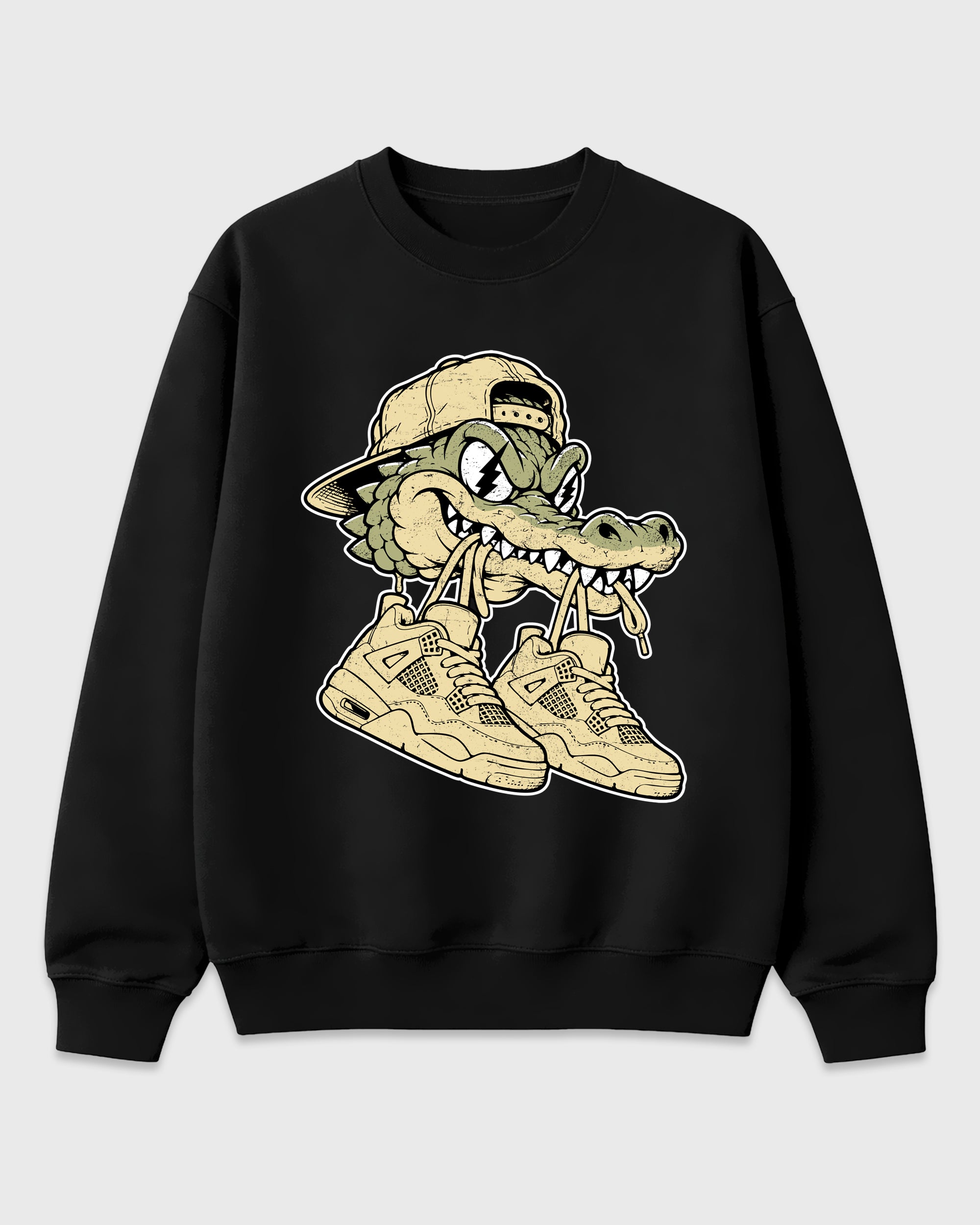 Bite Kicks Graphic T-Shirt featuring original streetwear artwork designed to match the Air Jordan 4 X J Balvin 'Amazonas'. Black 2 Graphic Tee.