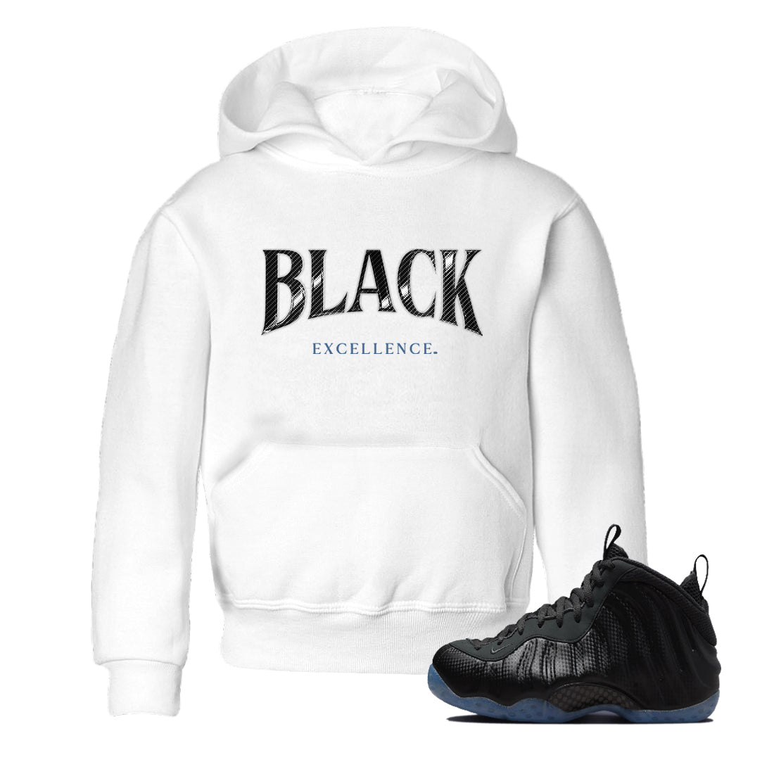 Basketball Graphic Tee – Sneaker Tees To Match Air Foamposite One Carbon Fiber – Black Excellence Youth Graphic Tee White 1. Perfect for Foamposite releases 2025 colorways.