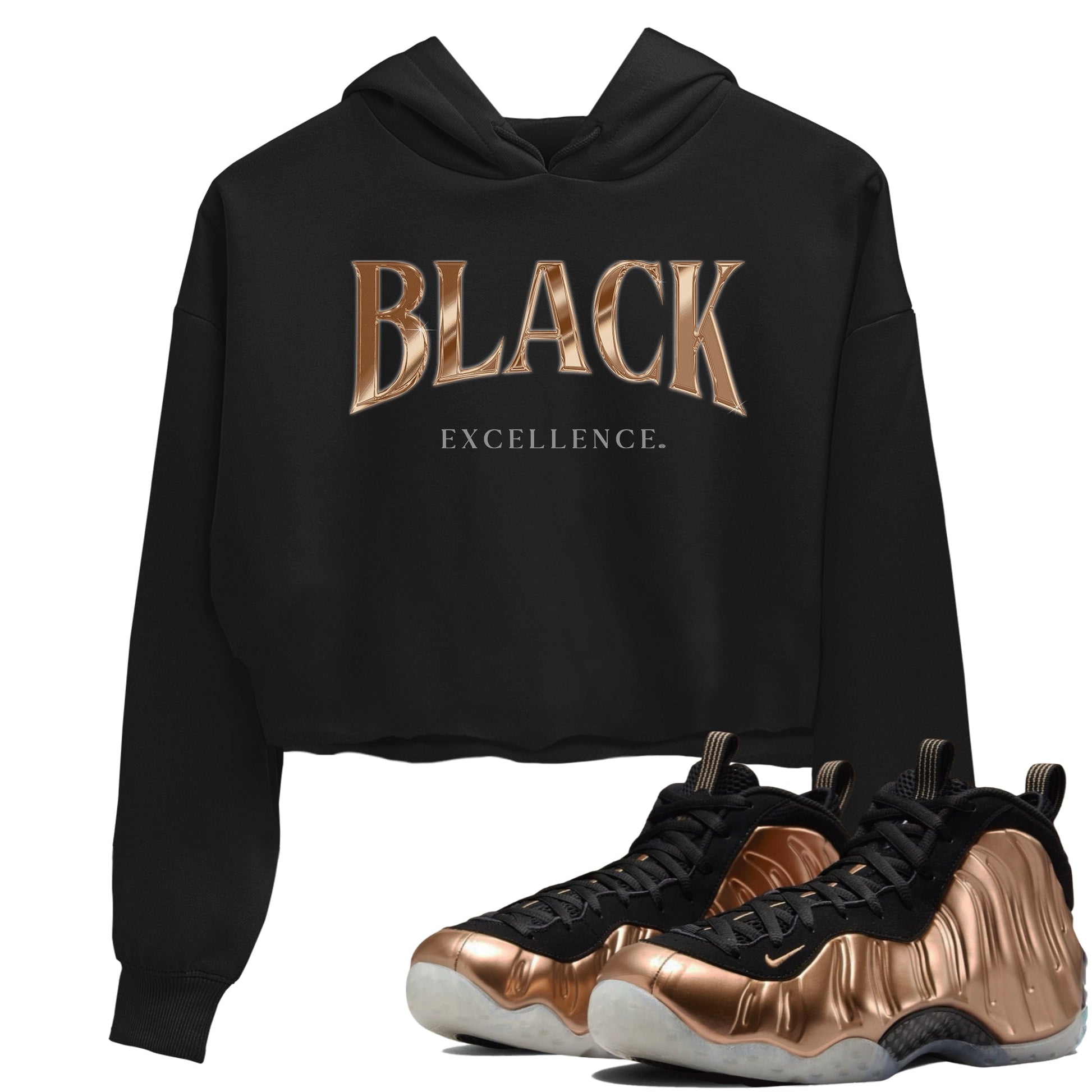 Foams One Metallic Copper shirts to match jordans Black Excellence best t shirts to wear with jordans Air Foamposite One Metallic Copper match shoes to clothes SNRT Sneaker Tees unisex cotton Black 1 crop tee