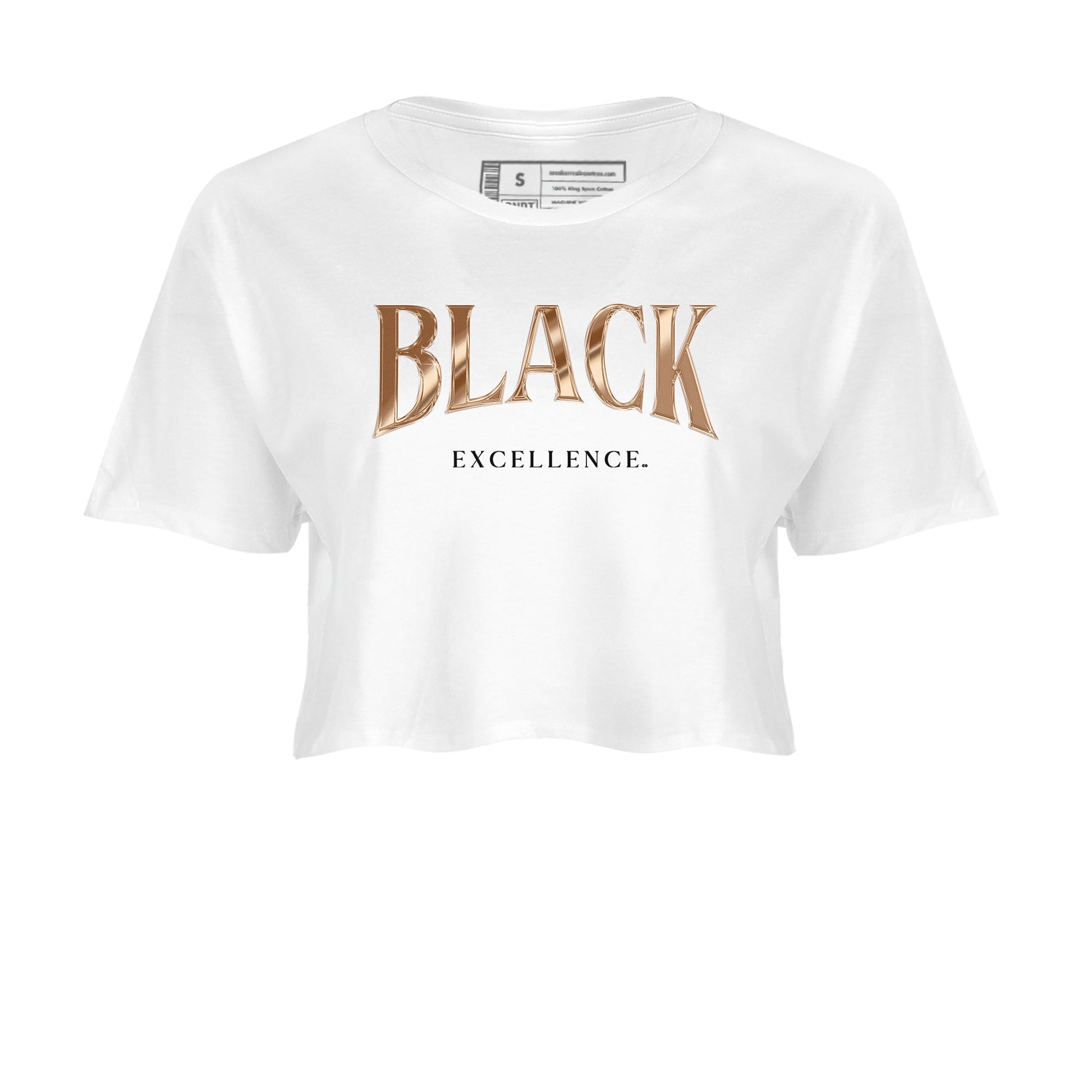 Foams One Metallic Copper shirts to match jordans Black Excellence best t shirts to wear with jordans Air Foamposite One Metallic Copper match shoes to clothes SNRT Sneaker Tees unisex cotton White 2 crop tee