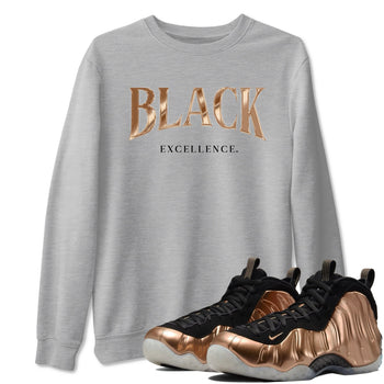 Foams One Metallic Copper shirts to match jordans Black Excellence best t shirts to wear with jordans Air Foamposite One Metallic Copper match shoes to clothes SNRT Sneaker Tees unisex cotton Heather Grey 1 shirts