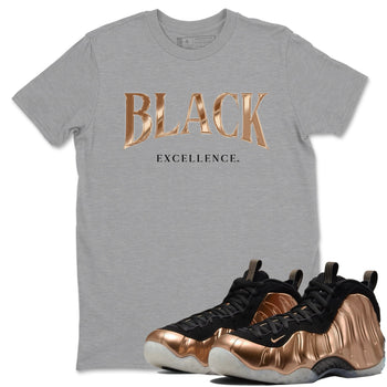 Foams One Metallic Copper shirts to match jordans Black Excellence best t shirts to wear with jordans Air Foamposite One Metallic Copper match shoes to clothes SNRT Sneaker Tees unisex cotton Heather Grey 1 shirts