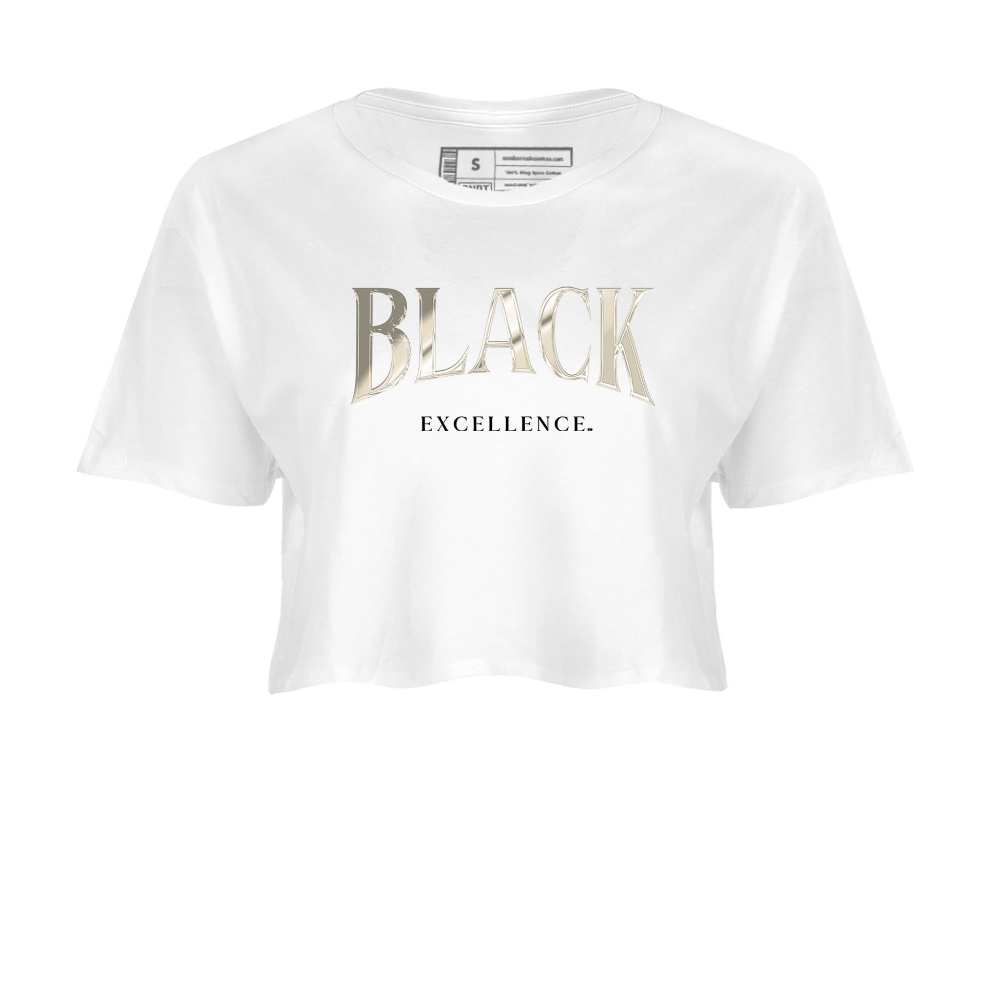 Sneaker Threads – Sneaker Tees To Match Air Foamposite One Pearl – Black Excellence Crop Tee White 2. Perfect for Jordan releases 2025 colorways.