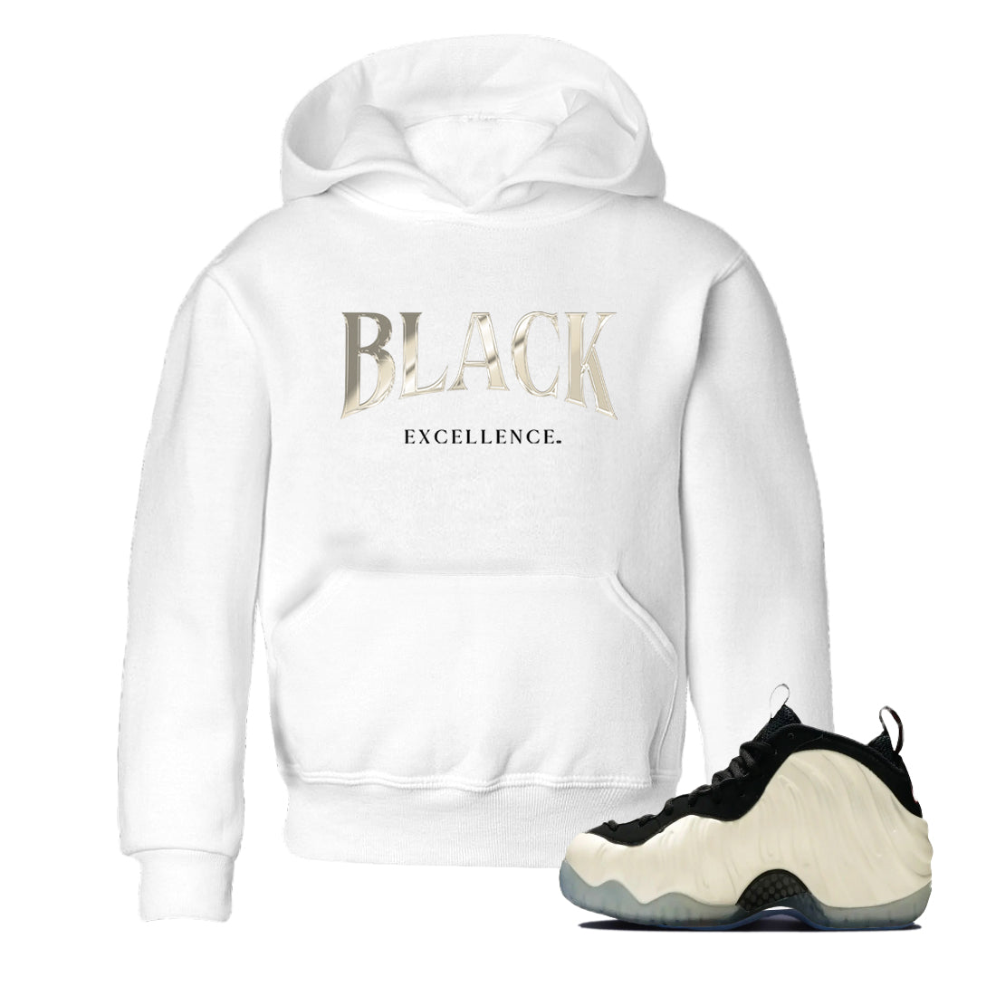 Sneaker Threads – Sneaker Tees To Match Air Foamposite One Pearl – Black Excellence Youth Graphic Tee White 1. Perfect for Jordan releases 2025 colorways.