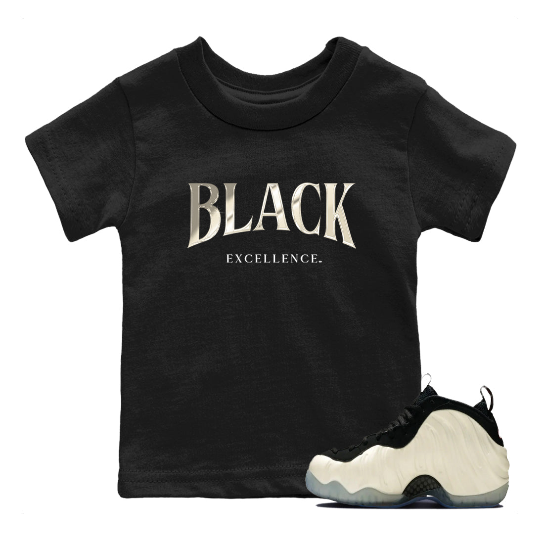 Sneaker Threads – Sneaker Tees To Match Air Foamposite One Pearl – Black Excellence Youth Graphic Tee Black 1. Perfect for Jordan releases 2025 colorways.