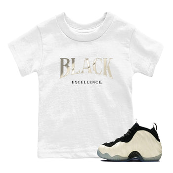 Sneaker Threads – Sneaker Tees To Match Air Foamposite One Pearl – Black Excellence Youth Graphic Tee White 1. Perfect for Jordan releases 2025 colorways.