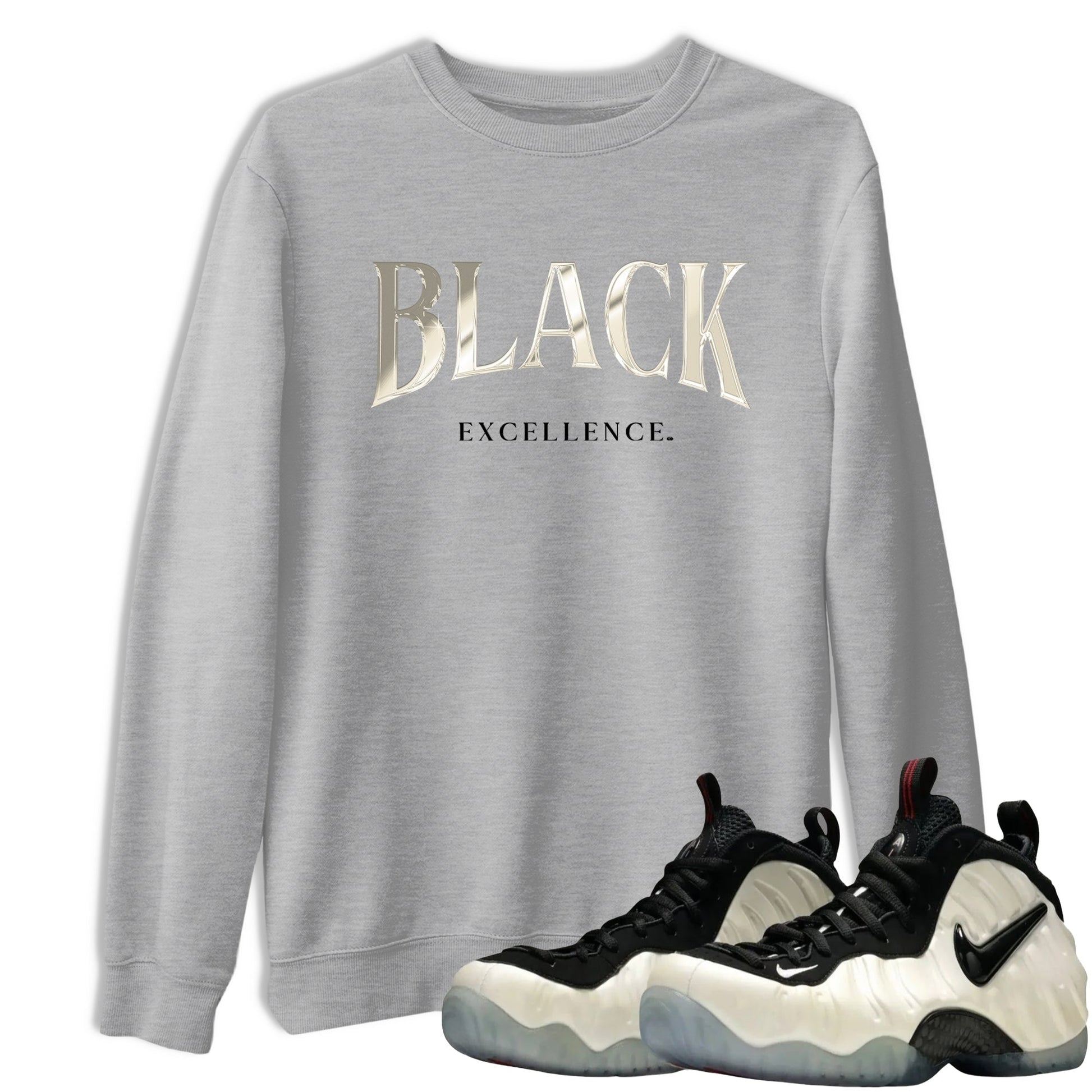 Sneaker Threads – Sneaker Tees To Match Air Foamposite One Pearl – Black Excellence Graphic Tee Heather Grey 1. Perfect for Jordan releases 2025 colorways.
