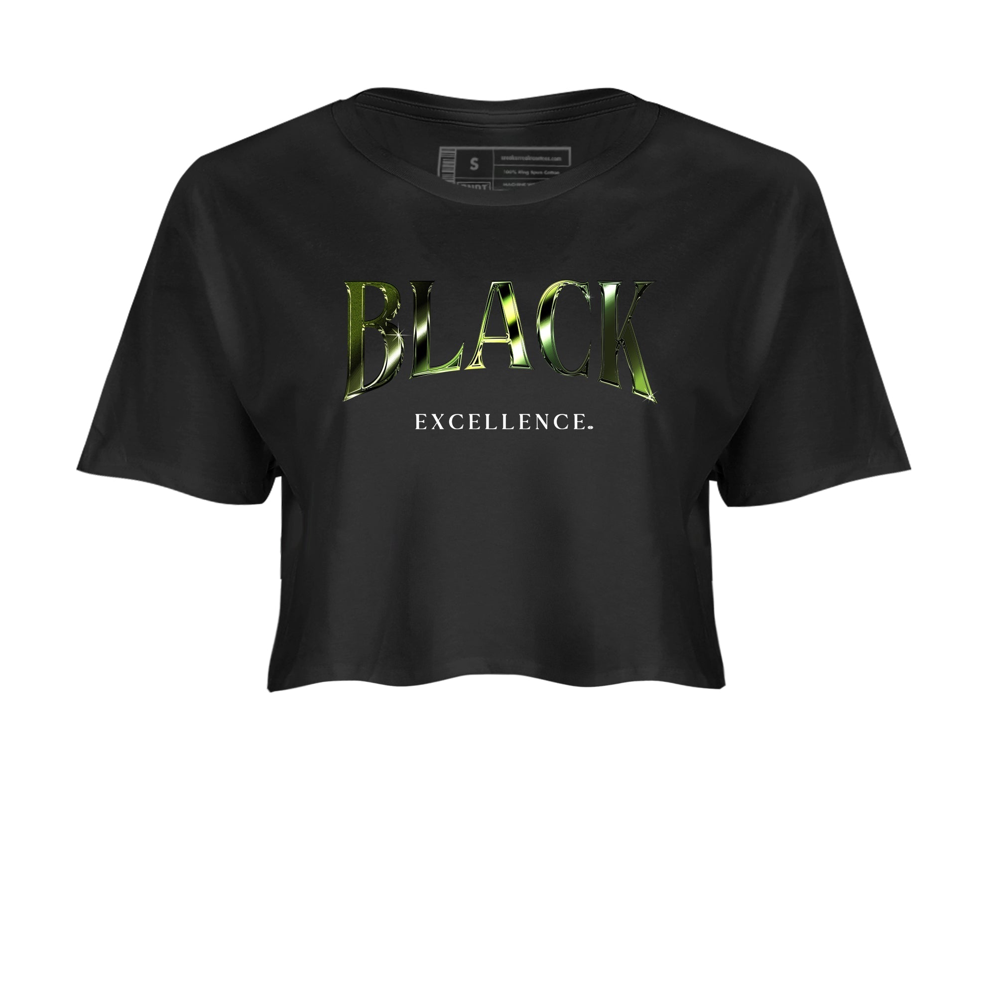 Best Christmas gifts for sneakerheads - Sneaker Tees To Match Air Foamposite One Pine Green Sneakers – Black Excellence Crop T-Shirt Black 2