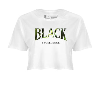 Best Christmas gifts for sneakerheads - Sneaker Tees To Match Air Foamposite One Pine Green Sneakers – Black Excellence Crop T-Shirt White 2