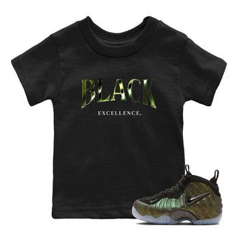 Best Christmas gifts for sneakerheads - Sneaker Tees To Match Air Foamposite One Pine Green Sneakers – Black Excellence Kids T-Shirt Black 1