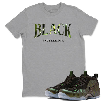 Best Christmas gifts for sneakerheads - Sneaker Tees To Match Air Foamposite One Pine Green Sneakers – Black Excellence Tee Heather Grey 1