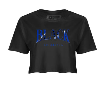 Foams One Royal shirts to match jordans Black Excellence sneaker match tees Air Foamposite One Royal match shoes to clothes SNRT Sneaker Tees unisex cotton Black 2 crop tee