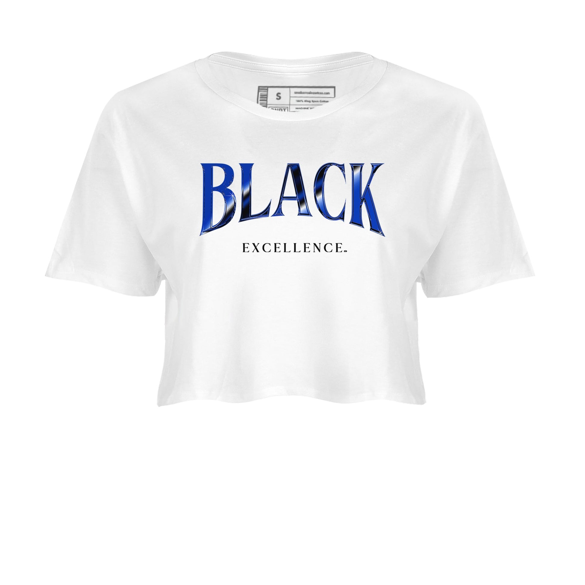 Foams One Royal shirts to match jordans Black Excellence sneaker match tees Air Foamposite One Royal match shoes to clothes SNRT Sneaker Tees unisex cotton White 2 crop tee