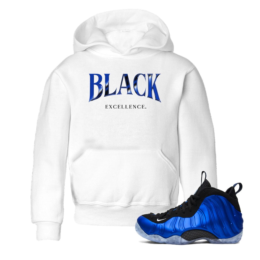 Foams One Royal shirts to match jordans Black Excellence sneaker match tees Air Foamposite One Royal match shoes to clothes SNRT Sneaker Tees Youth Baby White 1 tee