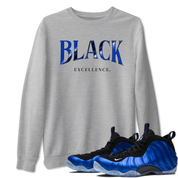 Foams One Royal shirts to match jordans Black Excellence sneaker match tees Air Foamposite One Royal match shoes to clothes SNRT Sneaker Tees unisex cotton Heather Grey 1 shirts