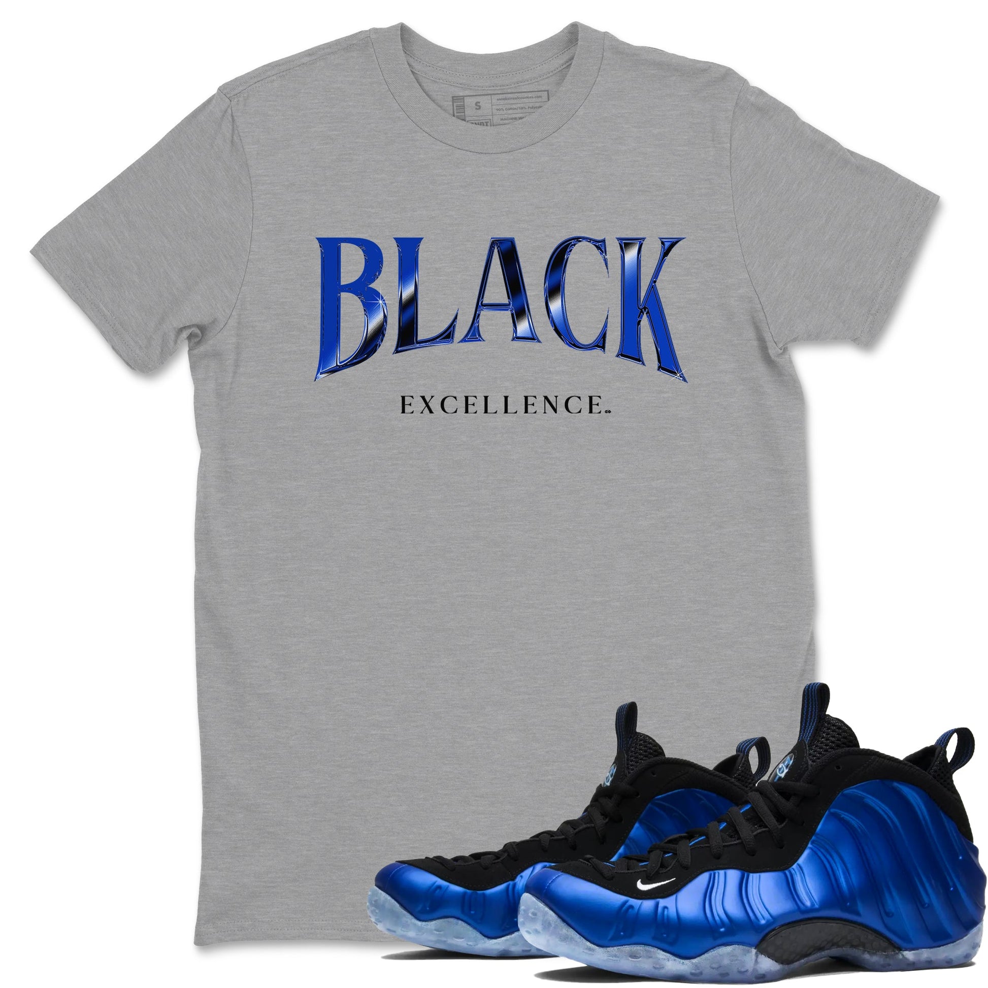 Foams One Royal shirts to match jordans Black Excellence sneaker match tees Air Foamposite One Royal match shoes to clothes SNRT Sneaker Tees unisex cotton Heather Grey 1 shirts