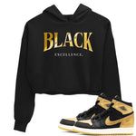 1s Black Metallic Gold shirts to match jordans Black Excellence sneaker match tees Air Jordan 1 Black Metallic Gold SNRT Sneaker Release Tees unisex cotton Black 1 Crop Shirts