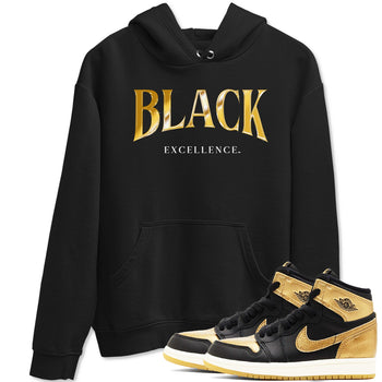 1s Black Metallic Gold shirts to match jordans Black Excellence sneaker match tees Air Jordan 1 Black Metallic Gold SNRT Sneaker Release Tees unisex cotton Black 1 crew neck shirts