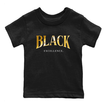 1s Black Metallic Gold shirts to match jordans Black Excellence sneaker match tees Air Jordan 1 Black Metallic Gold SNRT Sneaker Release Tees Youth Baby Black 2 crew neck shirts