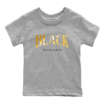 1s Black Metallic Gold shirts to match jordans Black Excellence sneaker match tees Air Jordan 1 Black Metallic Gold SNRT Sneaker Release Tees Youth Baby Heather Grey 2 crew neck shirts