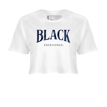 1s Midnight Navy shirts to match jordans Black Excellence sneaker match tees Air Jordan 1 Midnight Navy match shoes to clothes SNRT Sneaker Tees unisex cotton White 2 crop tee