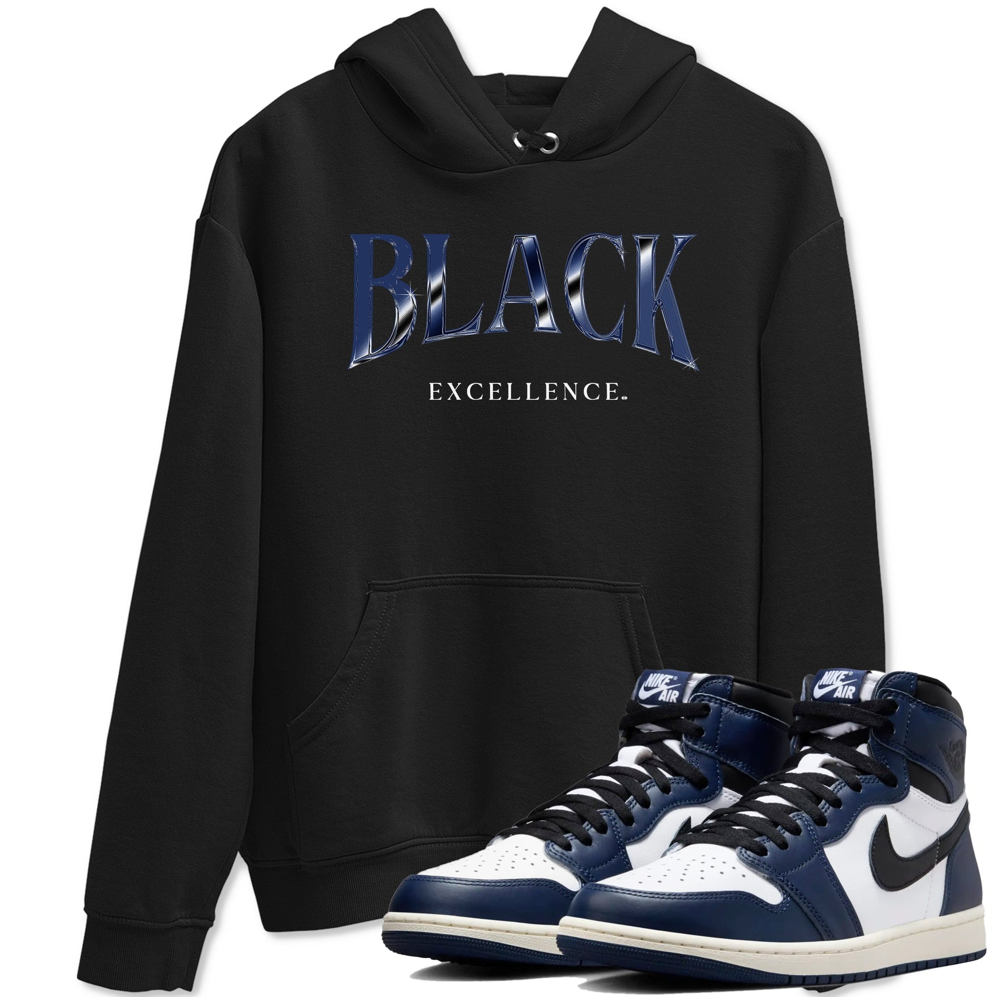 1s Midnight Navy shirts to match jordans Black Excellence sneaker match tees Air Jordan 1 Midnight Navy match shoes to clothes SNRT Sneaker Tees unisex cotton Black 1 shirts