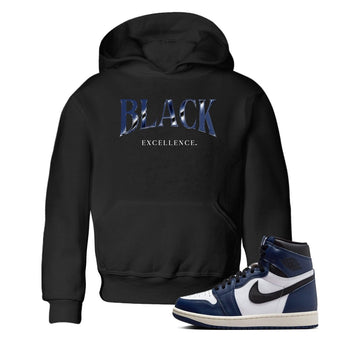 1s Midnight Navy shirts to match jordans Black Excellence sneaker match tees Air Jordan 1 Midnight Navy match shoes to clothes SNRT Sneaker Tees Youth Baby Black 1 tee