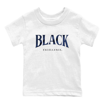 1s Midnight Navy shirts to match jordans Black Excellence sneaker match tees Air Jordan 1 Midnight Navy match shoes to clothes SNRT Sneaker Tees Youth Baby White 2 tee